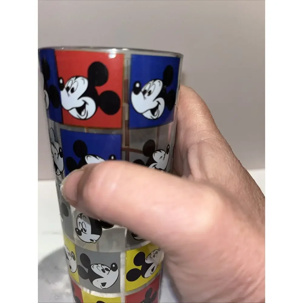 Official Disney Mickey Mouse Faces 16 oz Glass Tumbler Silver Buffalo Cup